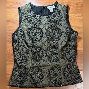 Paradise NY 100% Silk Elegant Beaded Women's Top sleeveless